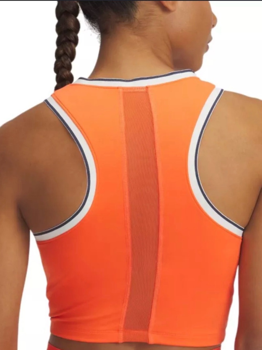 Under Armour Bright Orange Athletic Crop Top with Navy Trim